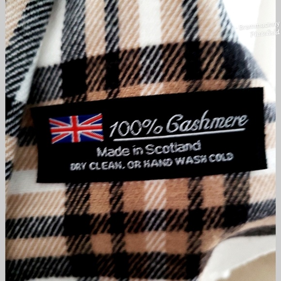 100% Cashmere Checked Made in Scotland Plaid Scarf - Picture 5 of 8